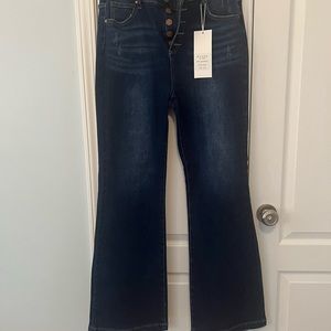 Risen High Rise Button Down Boot Cut Jeans